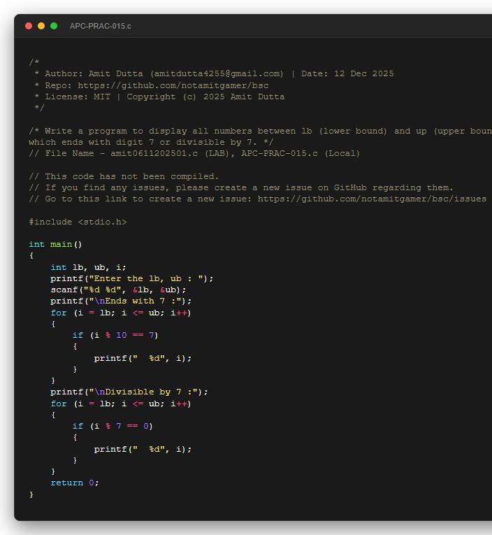 Write a program to display all numbers between lb (lower bound) and up (upper bound) which ends with digit 7 or divisible by 7.